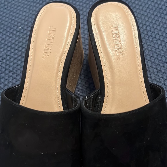 JustFab black platform sandals size 9 boho spring Sumer wedges high casual - Picture 3 of 9